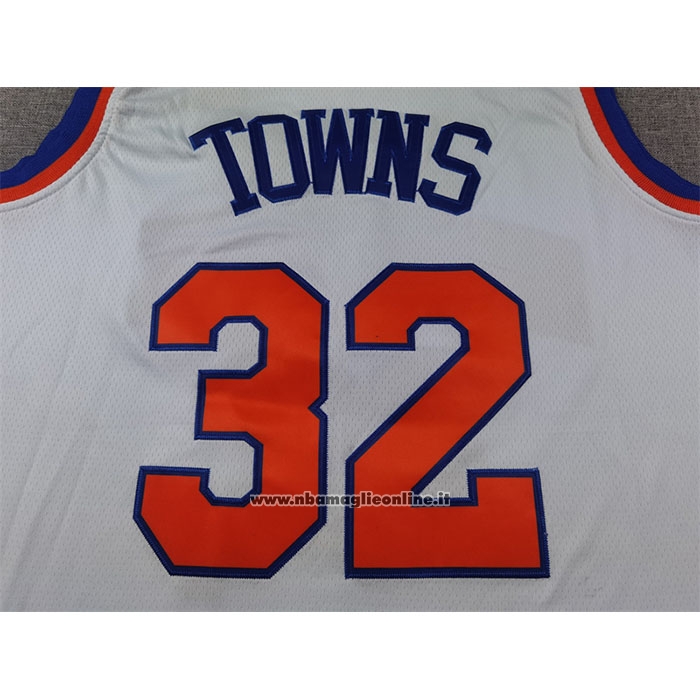 Maglia New York Knicks Karl-Anthony Towns #32 Association 2024-25 Bianco